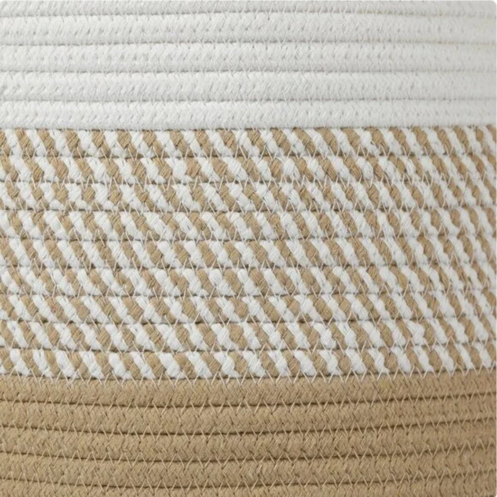 CASA LIFE DESIGNS Large Storage Durable Basket W Handles Brown White 14